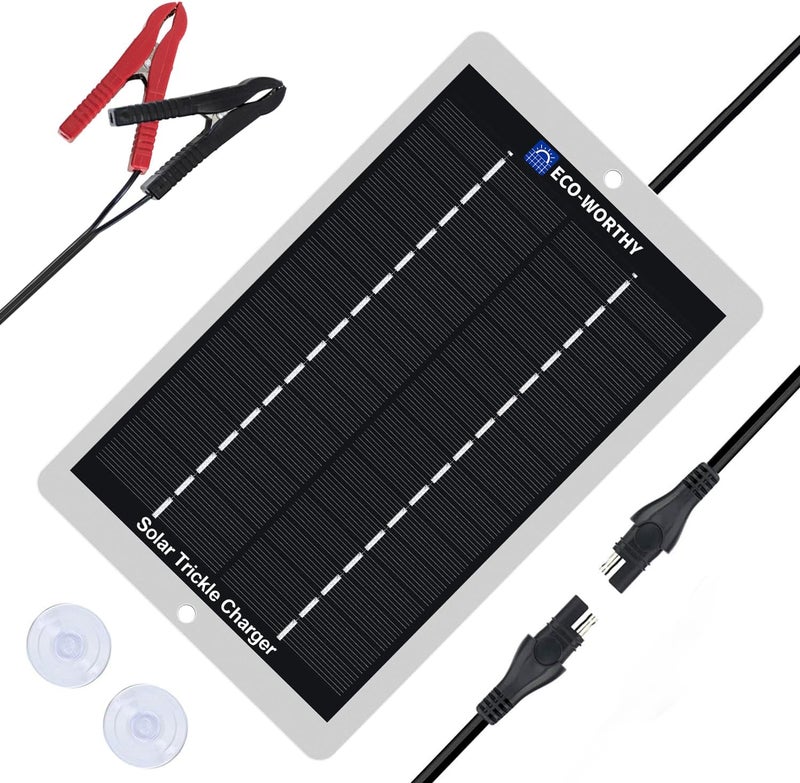 ECO-WORTHY Solar Battery Charger 12 Volt Waterproof Portable Power Solar Panel Solar Trickle Car Battery Charger Maintainer for Car Truck Boat RV Motorcycle Marine Trailer Battery，Plug and Play - Image 1